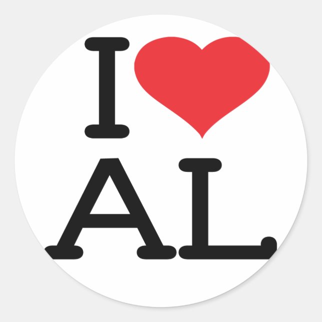 I Love AL 6 pk Stickers (Front)