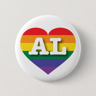 I Love Alabama Rainbow Heart 6 Cm Round Badge