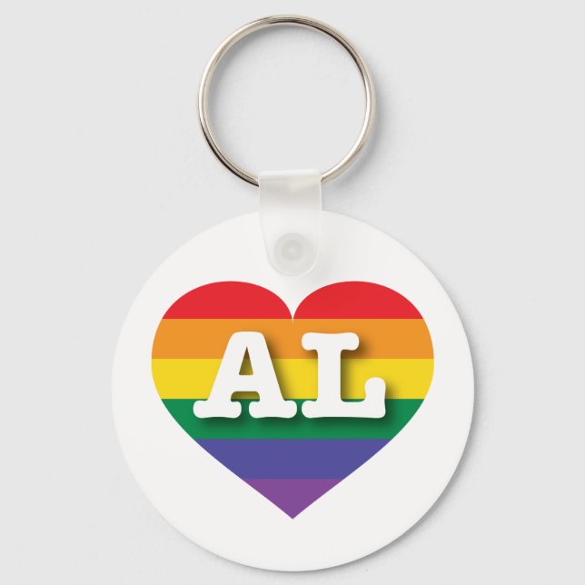 I Love Alabama Rainbow Heart Key Ring (Front)