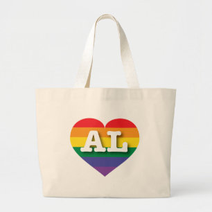 I Love Alabama Rainbow Heart Large Tote Bag