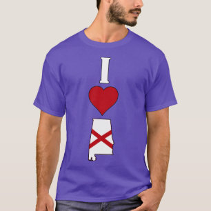I Love Alabama Vertical I Heart Alabama State Flag T-Shirt