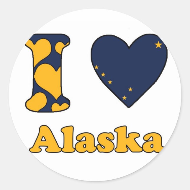 I love Alaska Classic Round Sticker (Front)
