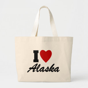 I Love Alaska Large Tote Bag