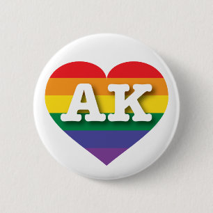 I Love Alaska Rainbow Heart 6 Cm Round Badge