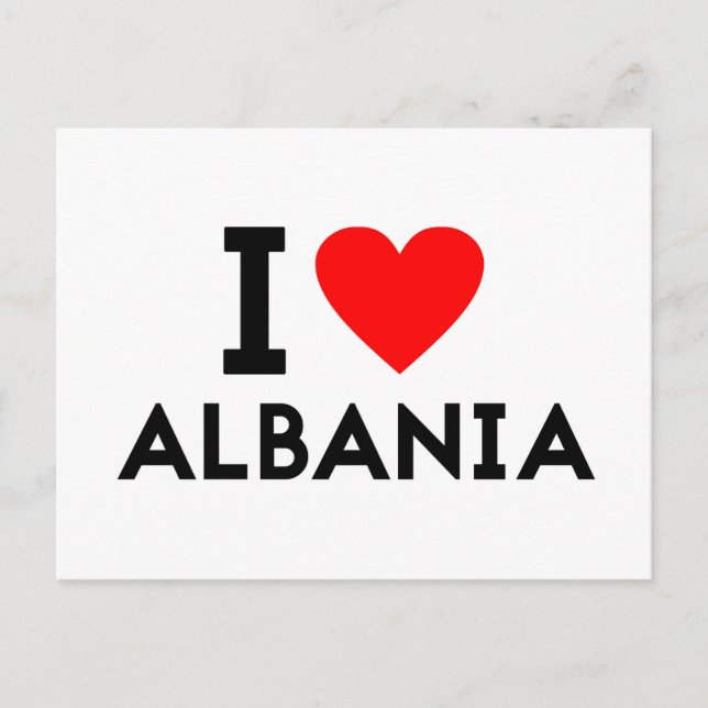 i love Albania country nation heart symbol text Postcard (Front)
