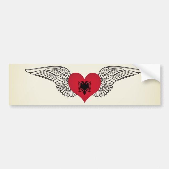 I Love Albania -wings Bumper Sticker (Front)