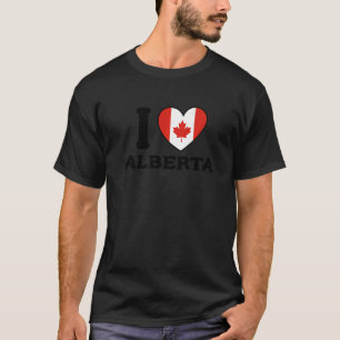 I Love Alberta Canada Heart Flag  T-Shirt
