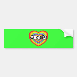 I love Alberta, rainbow heart Bumper Sticker
