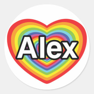 I love Alex, rainbow heart Classic Round Sticker