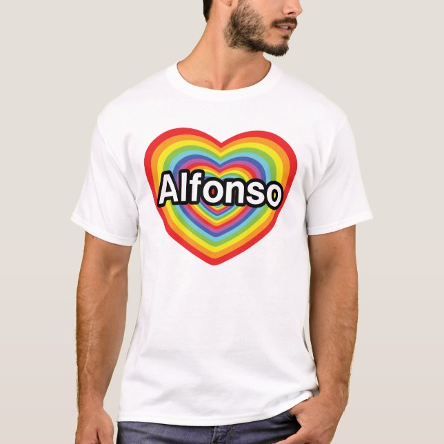 I love Alfonso, rainbow heart T-Shirt (Front)