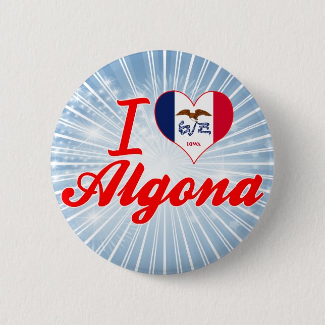 I Love Algona, Iowa 6 Cm Round Badge (Front)