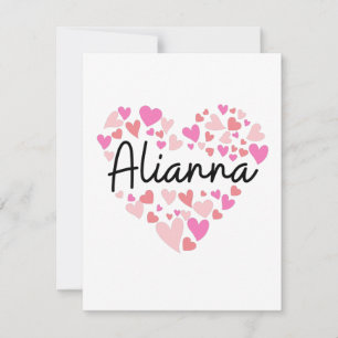 I love Alianna - hearts for Alianna Thank You Card