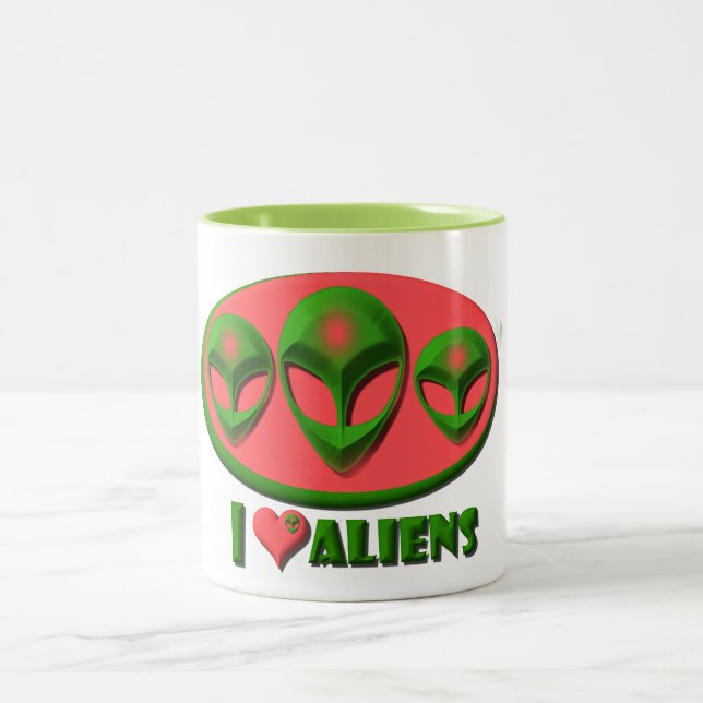 I Love Aliens Two-Tone Coffee Mug (Center)