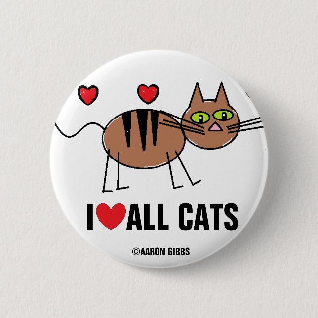 I Love All Cats Button (Front)