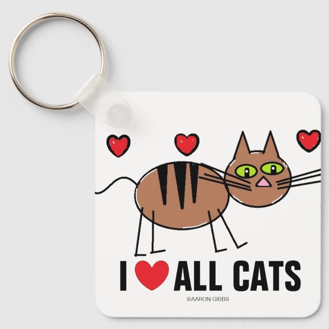 I Love All Cats Keychain (Front)