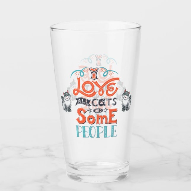 I Love all Cats Quote  Glass (Front)