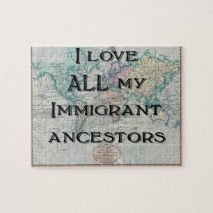 I love All My Immigrant Ancestors   Custom Puzzle