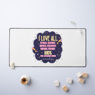 I Love All Mythical Creatures, Vampires, Werewolf Desk Mat