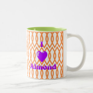 I Love Almond in Orange  Two-Tone Coffee Mug