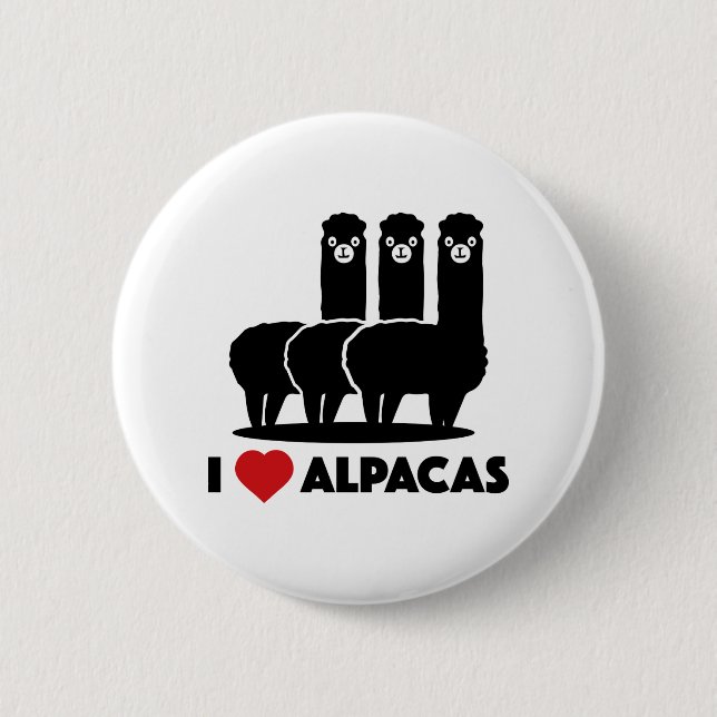 I Love Alpacas 6 Cm Round Badge (Front)
