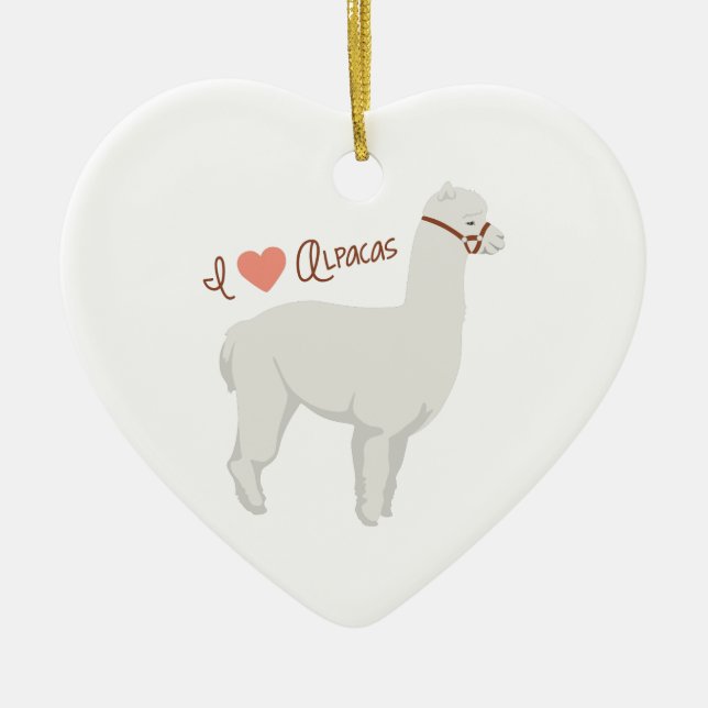 I Love Alpacas Ceramic Tree Decoration (Front)