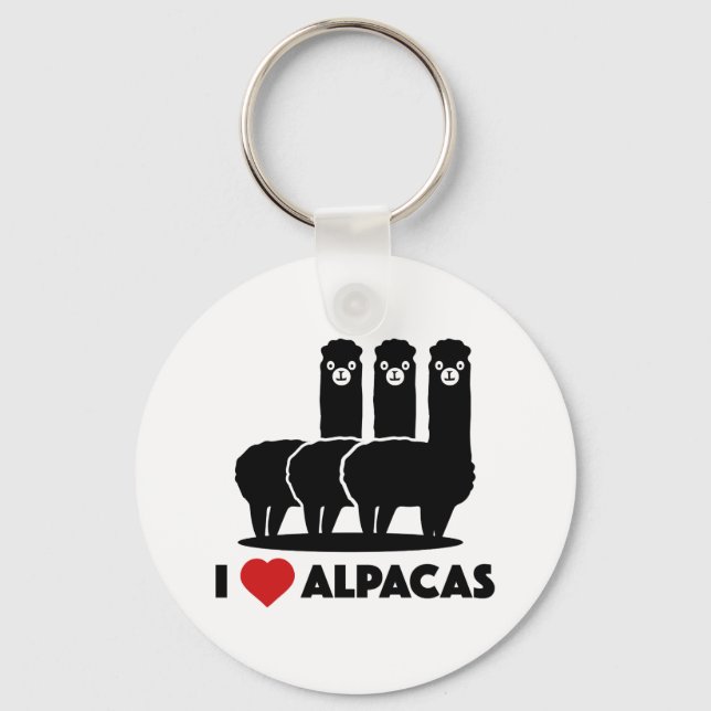 I Love Alpacas Key Ring (Front)