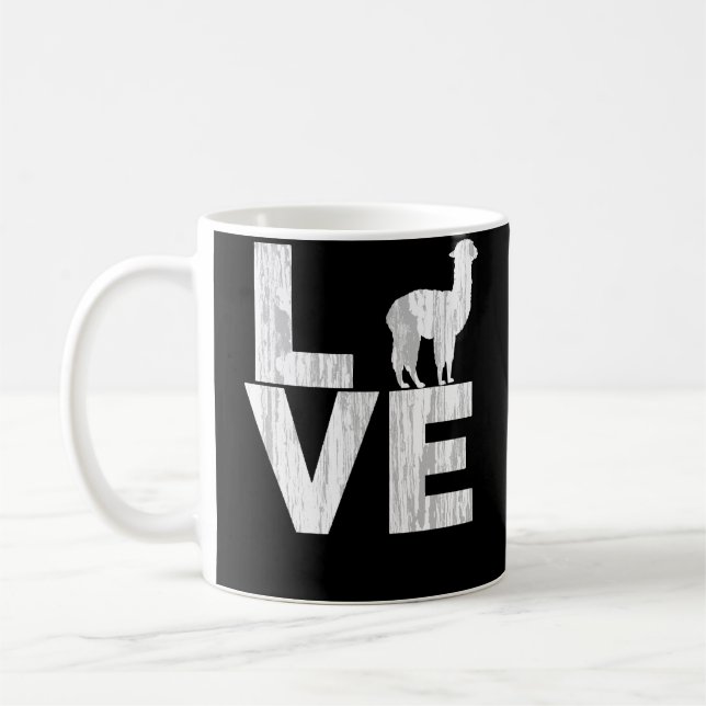 I Love Alpacas Two Tone Distressed Effect Coffee Mug (Left)