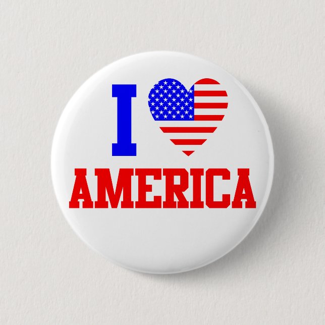 I Love America 6 Cm Round Badge (Front)