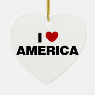 I Love America Ceramic Tree Decoration