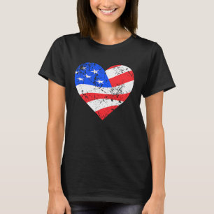I Love America  Distressed USA flag heart T-Shirt