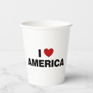 I Love America Paper Cups