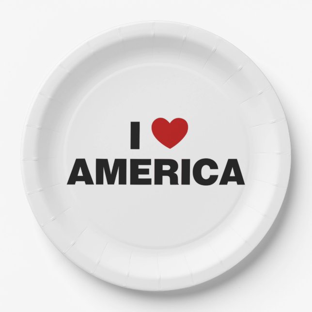 I Love America Paper Plate (Front)