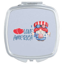 I LOVE AMERICA Red White & Blue Gnome