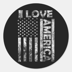 I Love America Shirt Usa Flag 4th July Independenc Classic Round Sticker