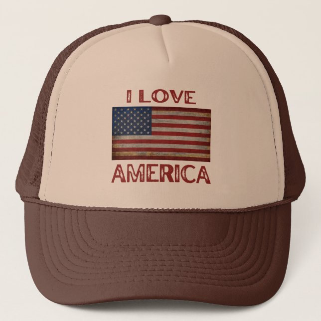 I LOVE AMERICA TRUCKER HAT (Front)