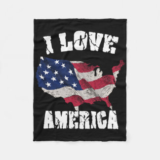 I Love America Usa 4th Of July Gift  Fleece Blanket