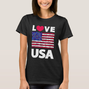 I Love America Usa Flag Illustration Graphic Desi T-Shirt
