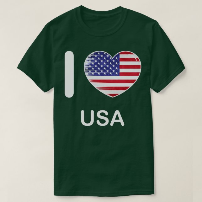 I Love America USA Flag My Home My Country T-Shirt (Design Front)