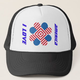 I Love America Usa Flag Trucker Hat