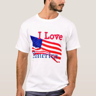 I Love America USA Patriotic American Flag Tshirt