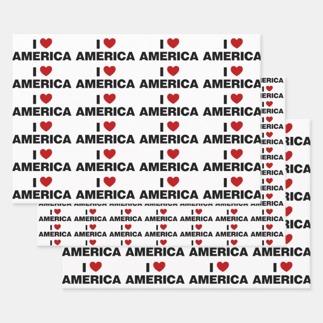 I Love America Wrapping Paper Sheet (Set)