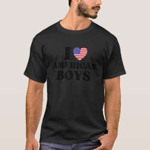 I Love American Boys I Red Heart USA Boys America T-Shirt
