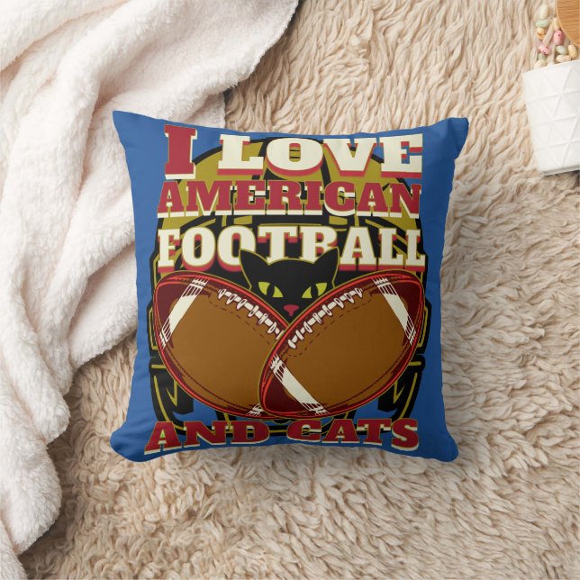 I LOVE AMERICAN FOOTBALL AND CATS CUSHION (Blanket)