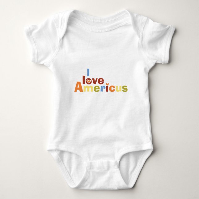 I love Americus MultiColor Baby Bodysuit (Front)