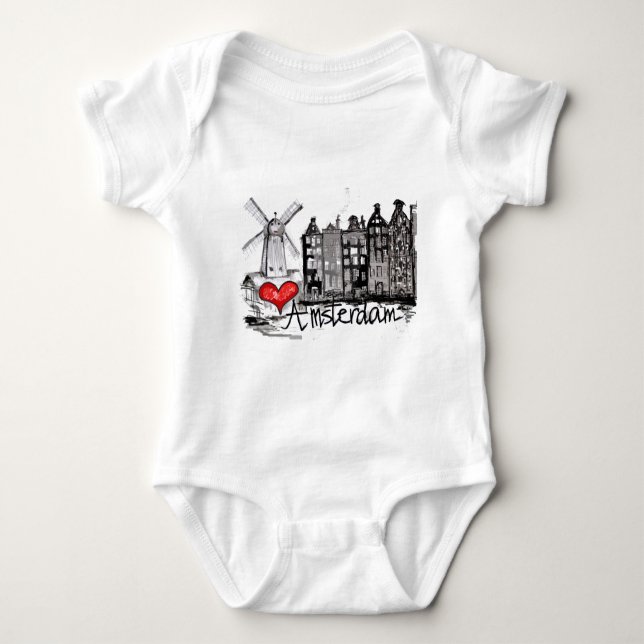 I love Amsterdam Baby Bodysuit (Front)