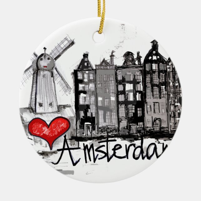 I love Amsterdam Ceramic Tree Decoration (Front)