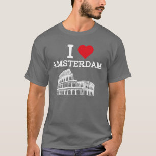I Love Amsterdam Colosseum Heart Flag Netherlands T-Shirt