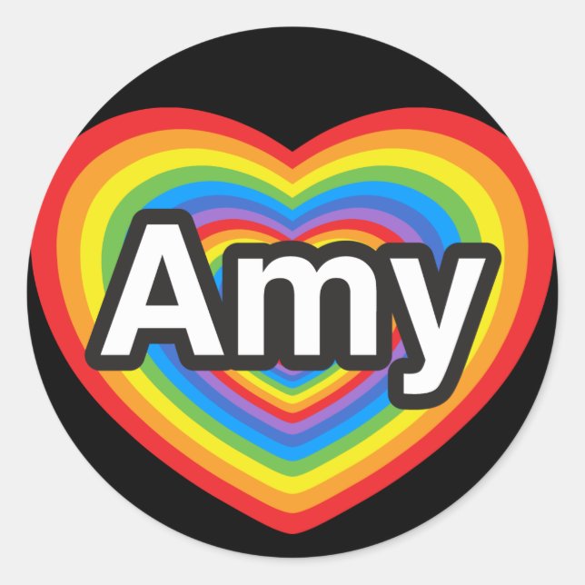 I love Amy. I love you Amy. Heart Classic Round Sticker (Front)
