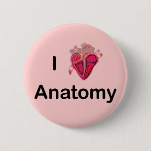 I Love Anatomy with human heart! 6 Cm Round Badge