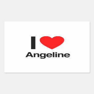i love angeline rectangular sticker